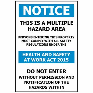 SG THIS IS A MULTIPLE HAZARD AREA SIGN