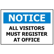 SG ALL VISITORS MUST REGISTER AT OFFICE SIGN