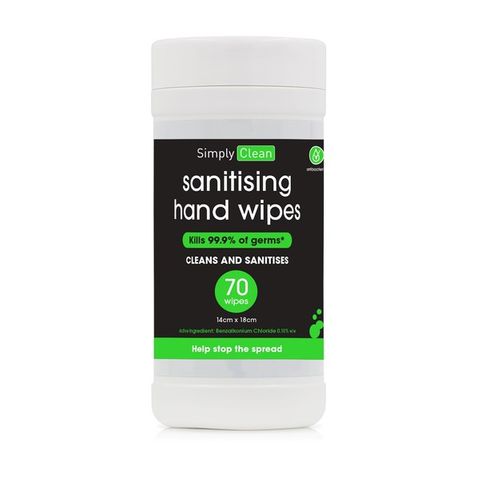 SIMPLY CLEAN SANITISING HAND WIPES 70PK