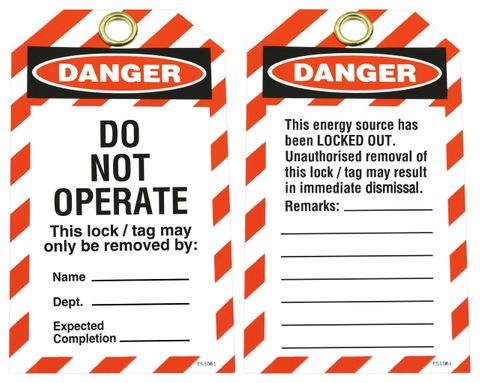 SG LOCKOUT TAG - DANGER DO NOT OPERATE, 25 PACK