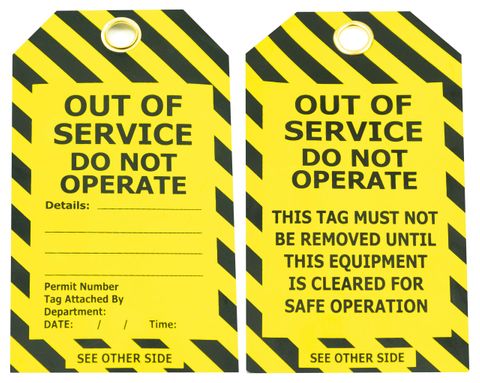 SG OUT OF SERVICE DO NOT OPERATE TAG, 25 PACK
