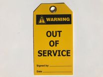 LOCKOUT OUT OF SERVICE TAG 80 X 145MM 25 PK