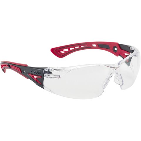 BOLLE RUSH+ SAFETY GLASSES - RED FRAME