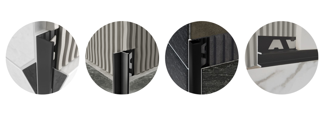 Large range of matt black tile trims available at Amark Group
