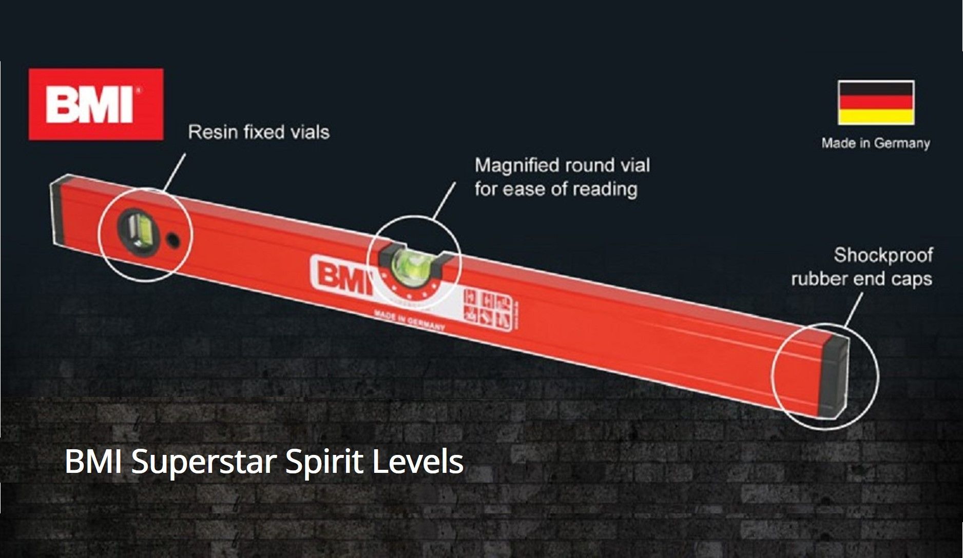 BMI superstar spirit levels for professional tilers available at Amark Group
