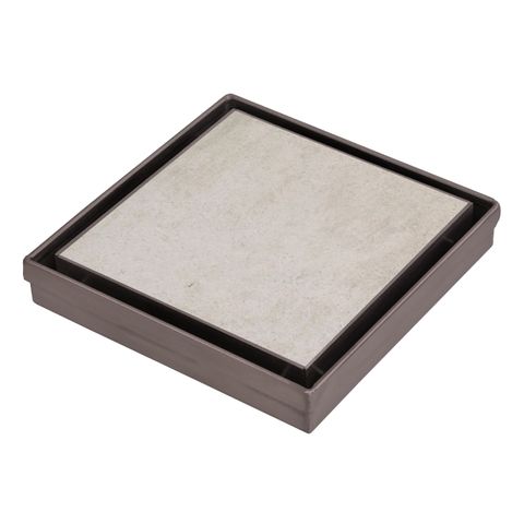 Tile Insert Floor Drain 110x110x20mm  Brushed Gunmetal S/S