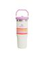 The IceFlow™ Flip Straw Tumbler | 30 OZ Cream Lilac Stripe