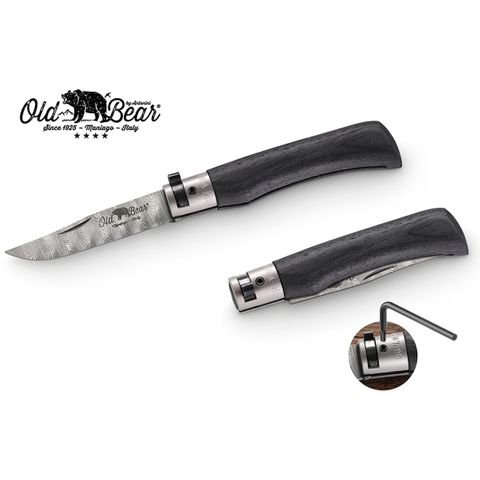 Old Bear Black Laminated Handle Damascus (M)