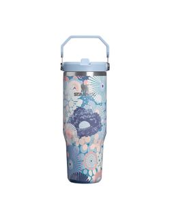 The IceFlow&trade; Flip Straw 2.0 Tumbler | 30 OZ Blue Dream Wildflower