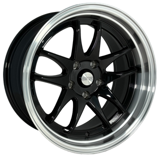 B7899R 17x9 5/114.3 +15P ANZ JUPITER GLOSS BLACK MACHINED LIP (73.1)
