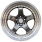 JS1091 18x10.5 5/114.3 +22P MACHINED LIP HYPER BLACK/ GOLD RIVETS (73.1)