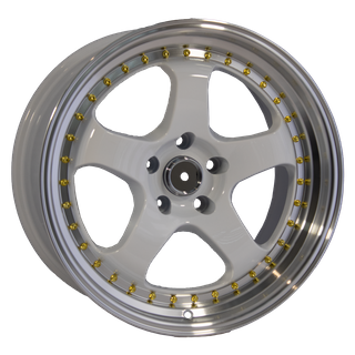 J1091 18x9.5 5/114.3 +22P WHITE/ MACHINED LIP (MWL-GR-73.1)