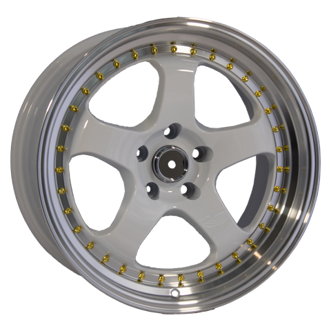 J1091 18x9.5 5/114.3 +22P WHITE/ MACHINED LIP (MWL-GR-73.1)