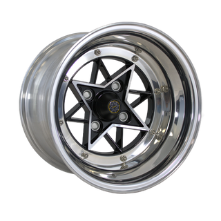 3pc STAR SHARK STYLE 14x9 4/114.3 -25N GLOSS BLACK/ POLISHED FACE