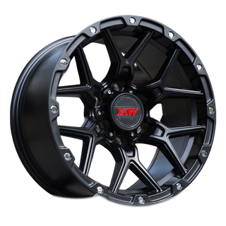 Y7512 17x9 6/139.7 +0P MATT BLACK/ MILLED RIVET (110)