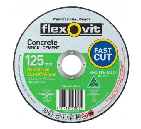 FLEXOVIT MASONRY RIGHT ANGLE CUT OFF WHEEL - 125 X 3.2 X 22.23MM