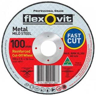 FLEXOVIT MILD STEEL RIGHT ANGLE CUT OFF WHEEL - 100 X 2.5 X 16MM