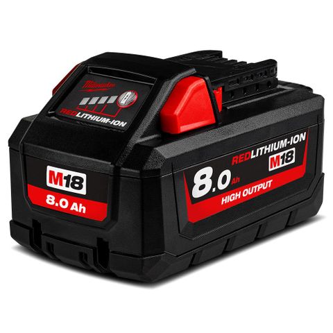 MILWAUKEE 18V 8.0AH LI-ION CORDLESS RED LITHIUM HIGH OUTPUT BATTERY