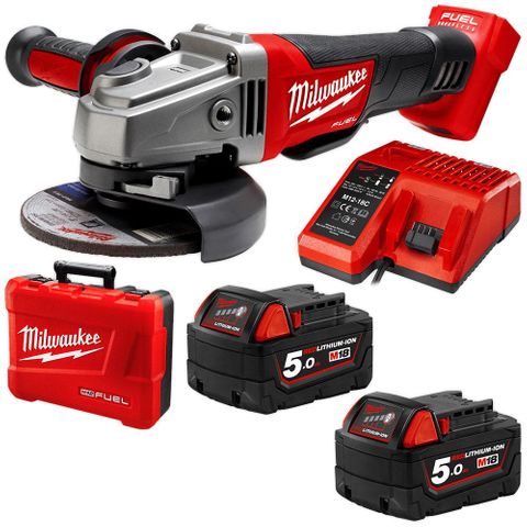 MILWAUKEE M18 FUEL 18V 5.0AH LI ION 125MM 5 ANGLE GRINDER KIT