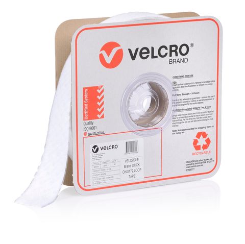 VELCRO BRAND 50MM PRESSURE SENSITIVE 0172 TAPE LOOP – WHITE 25MTR