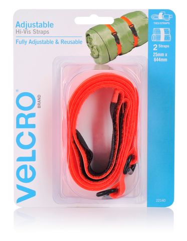 VELCRO BRAND ADJUSTABLE HI-VIS STRAP 25MM X 645MM - 2 PACK