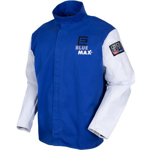 ELLIOTTS BLUE MAX® PROBAN® WELDERS JACKET WITH GRAIN LEATHER SLEEVES