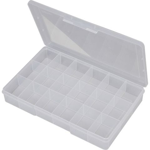 FISCHER 18 COMPARTMENT STORAGE BOX - CLEAR