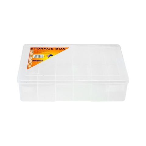 FISCHER 6 COMPARTMENT STORAGE BOX - CLEAR