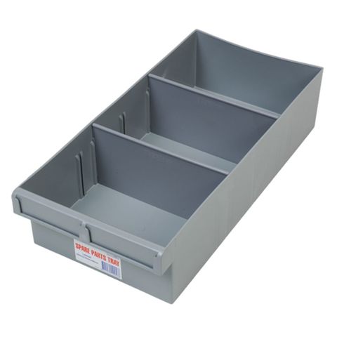 FISCHER 400MM LARGE PARTS TRAY WITH DIVIDERS – GREY