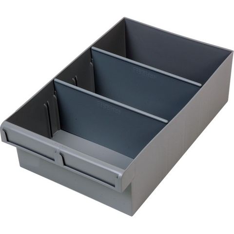 FISCHER 300MM LARGE PARTS TRAY WITH DIVIDERS - GREY