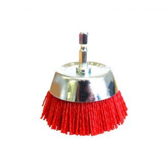 JOSCO 75MM ABRASIVE NYLON 6.35MM HEX SHANK CUP BRUSH