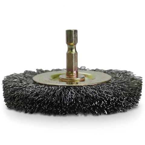 JOSCO 75MM CRIMPED 6.3MM HEX SHANK WHEEL BRUSH