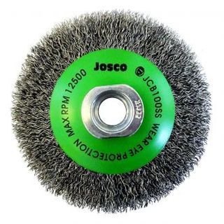 JOSCO 100MM MULTI THREAD 316 STAINLESS CRIMPED BEVEL BRUSH