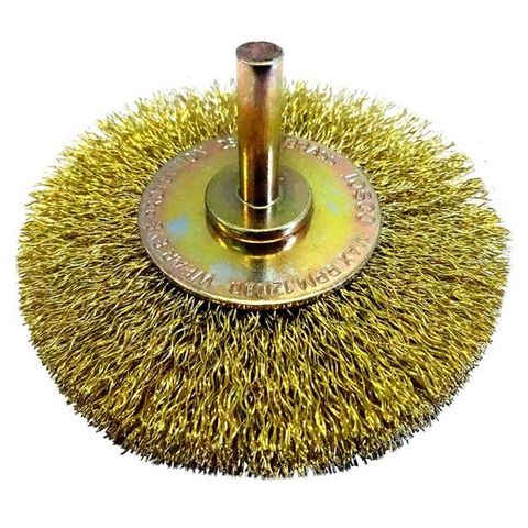 JOSCO 100MM X 15MM X 6MM BRASS CRIMPED WHEEL BRUSH