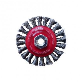 JOSCO 100MM X 12MM XHD STEEL TWISTKNOT WHEEL BRUSH