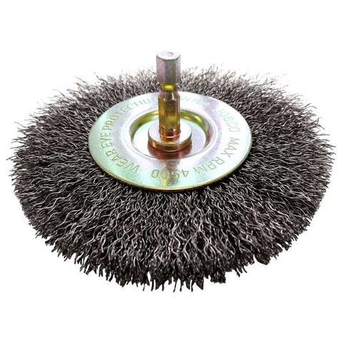 JOSCO 100MM X 6.3MM HEX CRIMPED WHEEL BRUSH