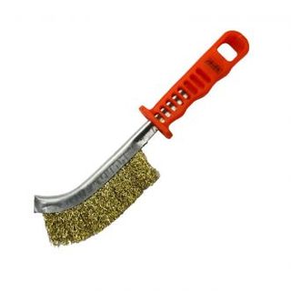 JOSCO BRASS COATED STEEL SCRATCH HAND BRUSH - ORANGE