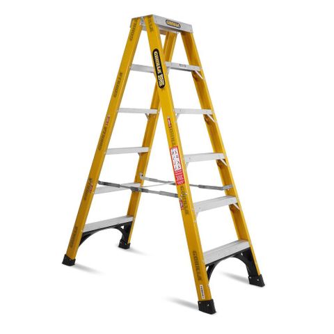 GORILLA DOUBLE SIDED FIBREGLASS 6 STEP LADDER 150KG -1.8M (6FT)