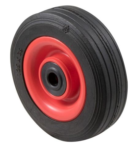 FALLSHAW 125MM (5") 1/2" BORE BALL BEARING UTILITY RUBBER WHEEL - 50KG