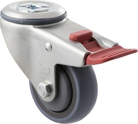 FALLSHAW M SERIES 75MM (3") TALL PROFILE SWIVEL CASTOR WITH BRAKE - 100KG