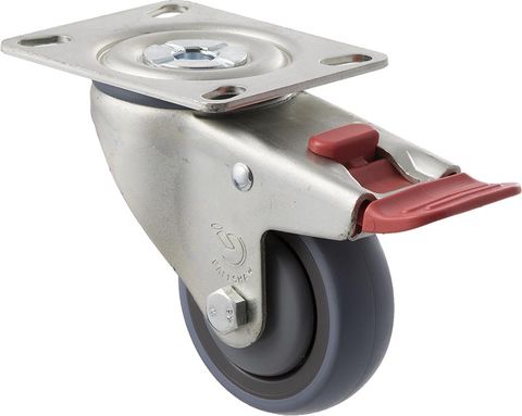 FALLSHAW M SERIES 75MM (3") TALL PROFILE SWIVEL CASTOR WITH BRAKE - 100KG