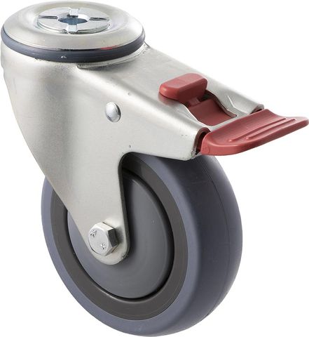 FALLSHAW M SERIES 100MM (4") TALL PROFILE SWIVEL CASTOR WITH BRAKE - 100KG