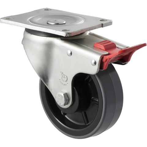 FALLSHAW O SERIES 125MM (5") SWIVEL PLATE CASTOR WITH BRAKE - 350KG