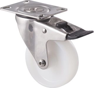 FALLSHAW M SERIES 100MM (4") STAINLESS STEEL SWIVEL CASTOR WITH BRAKE - 150KG