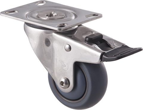 FALLSHAW M SERIES 75MM (3") STAINLESS STEEL SWIVEL CASTOR WITH BRAKE - 85KG