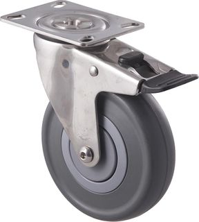 FALLSHAW M SERIES 125MM (5") STAINLESS STEEL SWIVEL CASTOR WITH BRAKE - 150KG