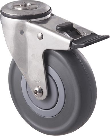 FALLSHAW M SERIES 125MM (5") STAINLESS STEEL SWIVEL CASTOR WITH BRAKE - 150KG