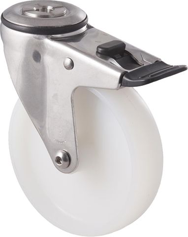 FALLSHAW M SERIES 125MM (5") STAINLESS STEEL SWIVEL CASTOR WITH BRAKE - 150KG