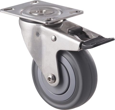 FALLSHAW M SERIES 100MM (4") STAINLESS STEEL SWIVEL CASTOR WITH BRAKE - 140KG