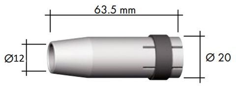 BINZEL 12MM (1/2") GAS CONICAL MIG NOZZLE